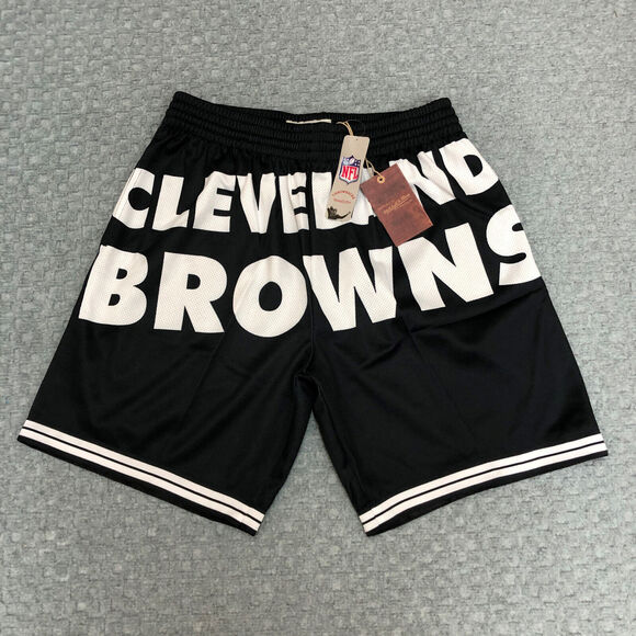 Cleveland Browns Shorts Mens Large Black White Mitchell & Ness NFL Football New - Picture 2 of 13